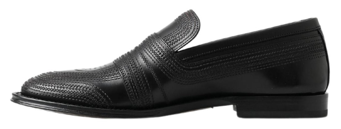 Dolce &amp;amp; Gabbana svarta läderloafers med sömmar