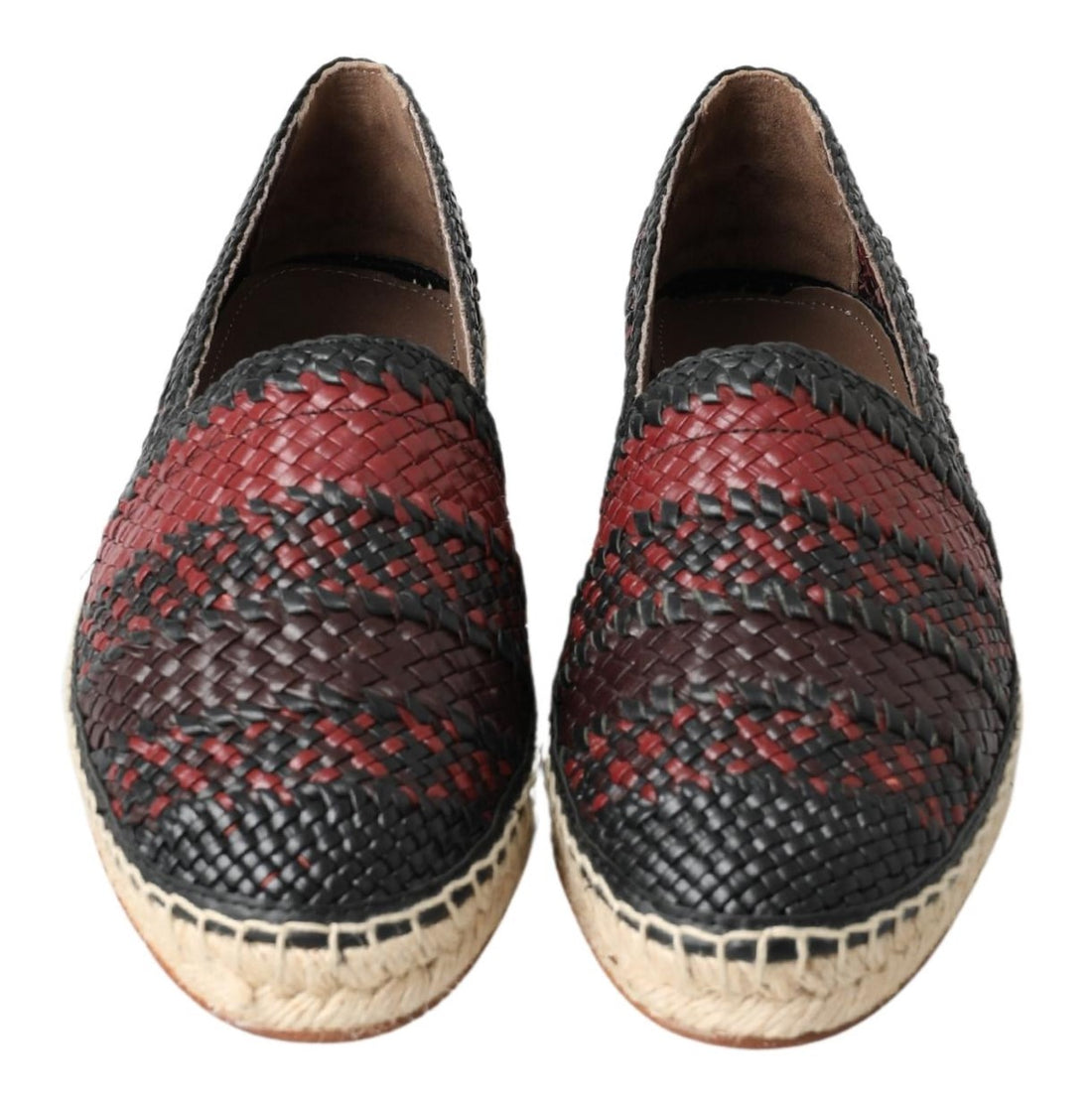 Dolce &amp;amp; Gabbana Svarta Bordeaux Buffalo Läder Espadrill Skor