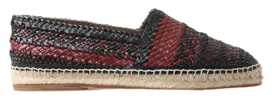 Dolce &amp;amp; Gabbana Svarta Bordeaux Buffalo Läder Espadrill Skor