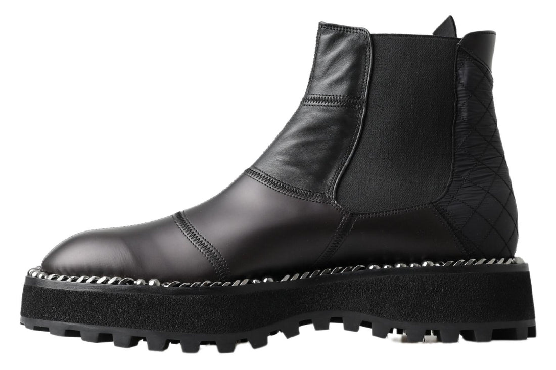 Dolce &amp;amp; Gabbana svarta slip-on-stövlar i läder med stretch