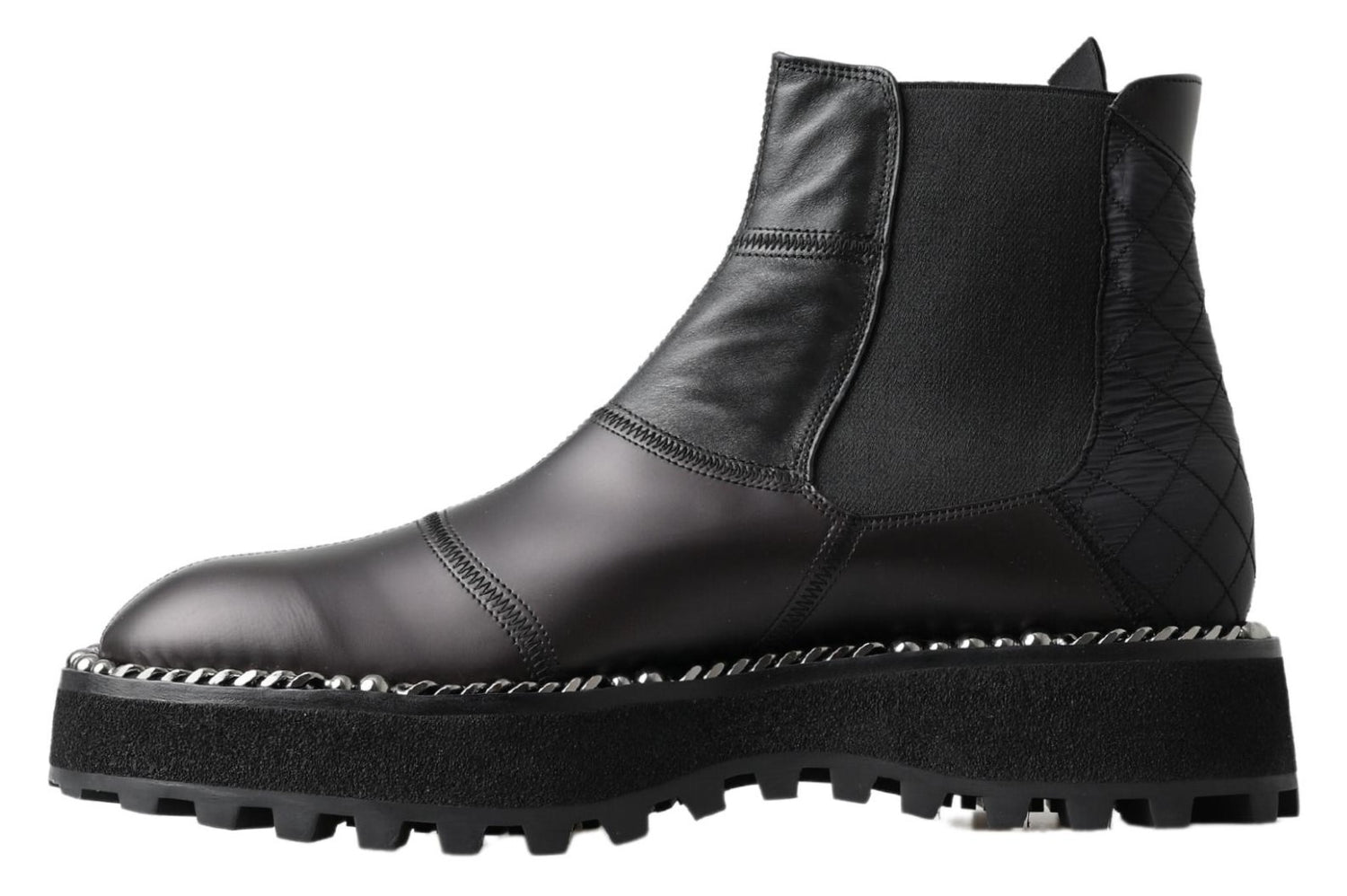 Dolce &amp;amp; Gabbana svarta slip-on-stövlar i läder med stretch