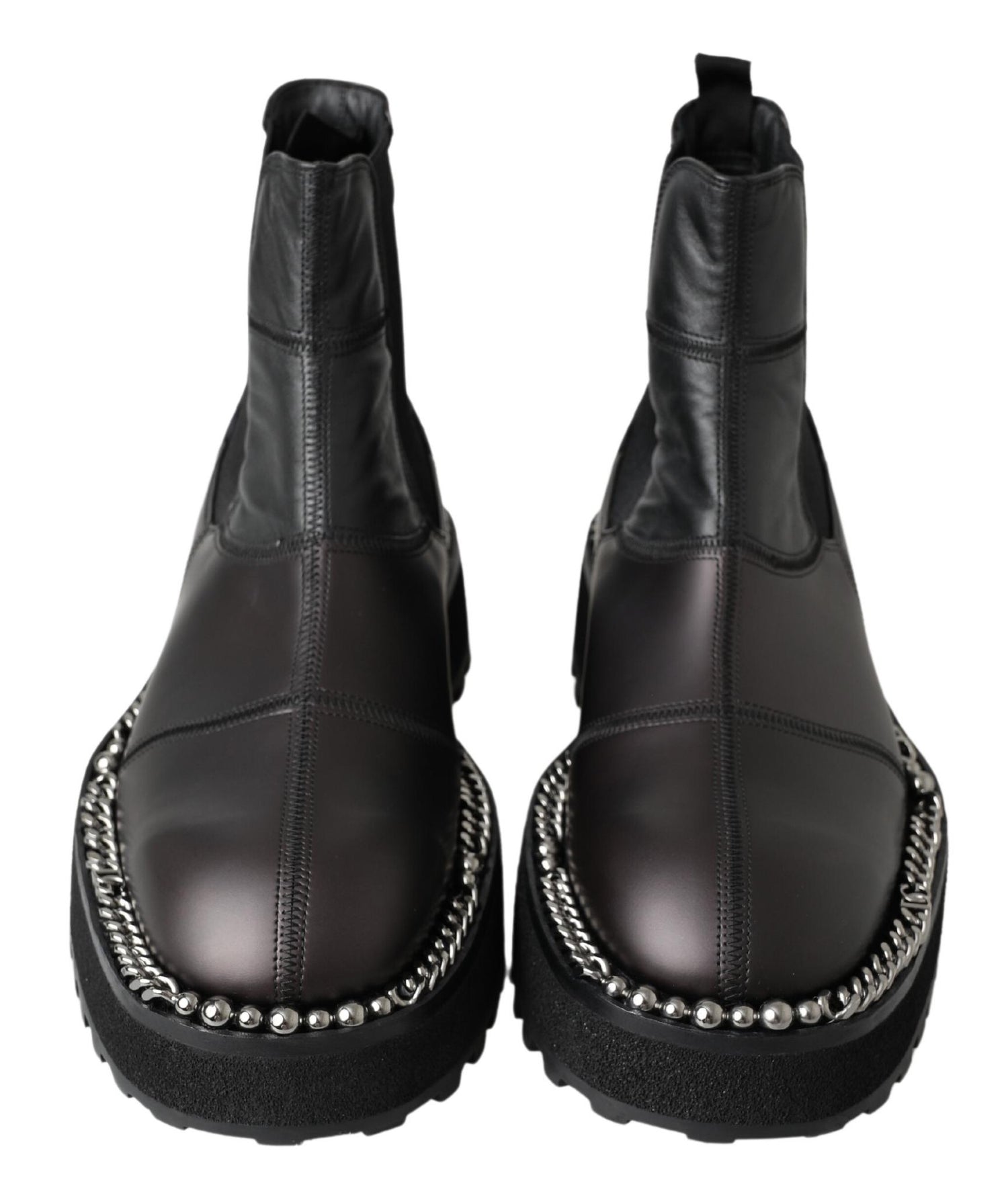 Dolce &amp;amp; Gabbana svarta slip-on-stövlar i läder med stretch