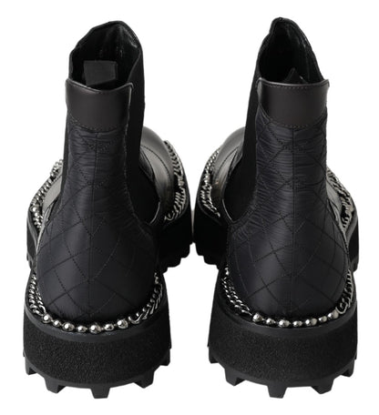 Dolce &amp;amp; Gabbana svarta slip-on-stövlar i läder med stretch
