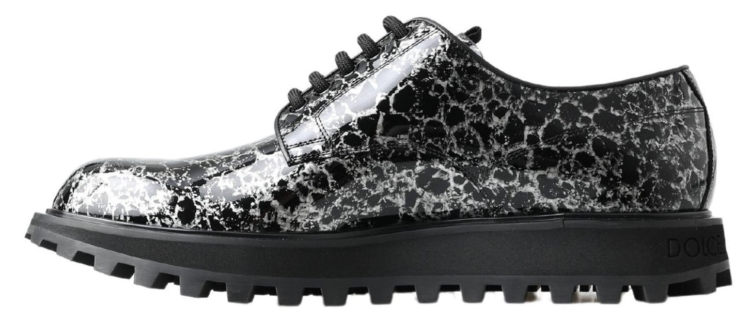 Dolce &amp;amp; Gabbana Svarta Vita Derbyskor i Lackläder