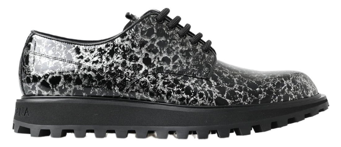 Dolce &amp;amp; Gabbana Svarta Vita Derbyskor i Lackläder