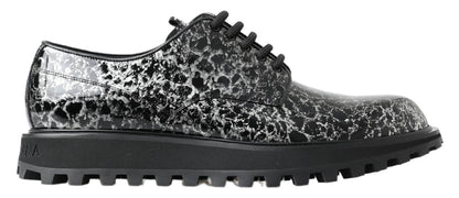 Dolce &amp;amp; Gabbana Svarta Vita Derbyskor i Lackläder