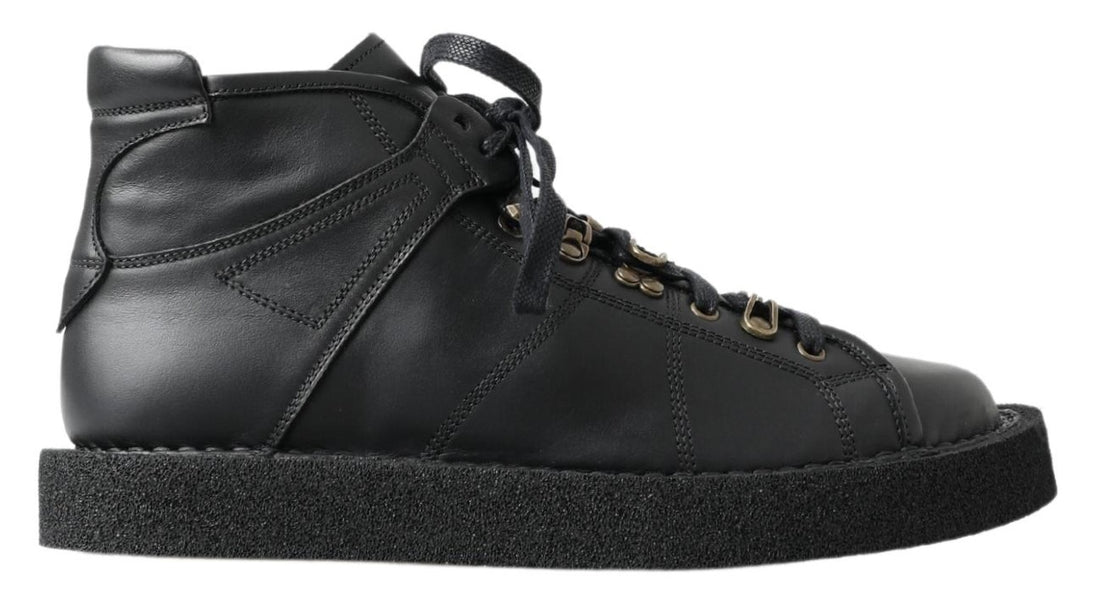 Dolce &amp;amp; Gabbana svarta slip-on-stövlar i läder med stretch