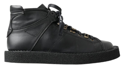 Dolce &amp;amp; Gabbana svarta slip-on-stövlar i läder med stretch