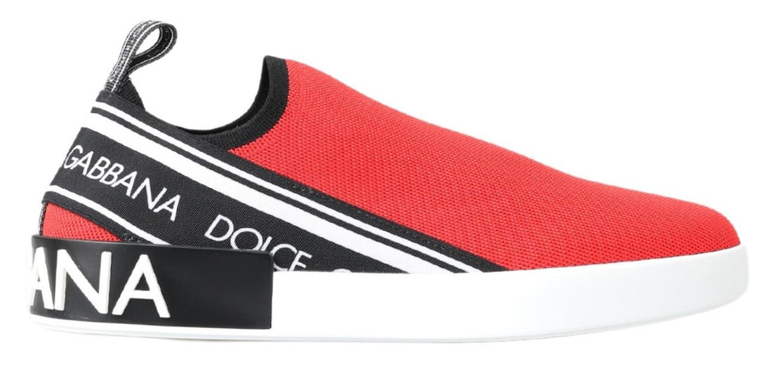 Dolce &amp;amp; Gabbana Röda Vita Platta Sneakers Loafers Skor