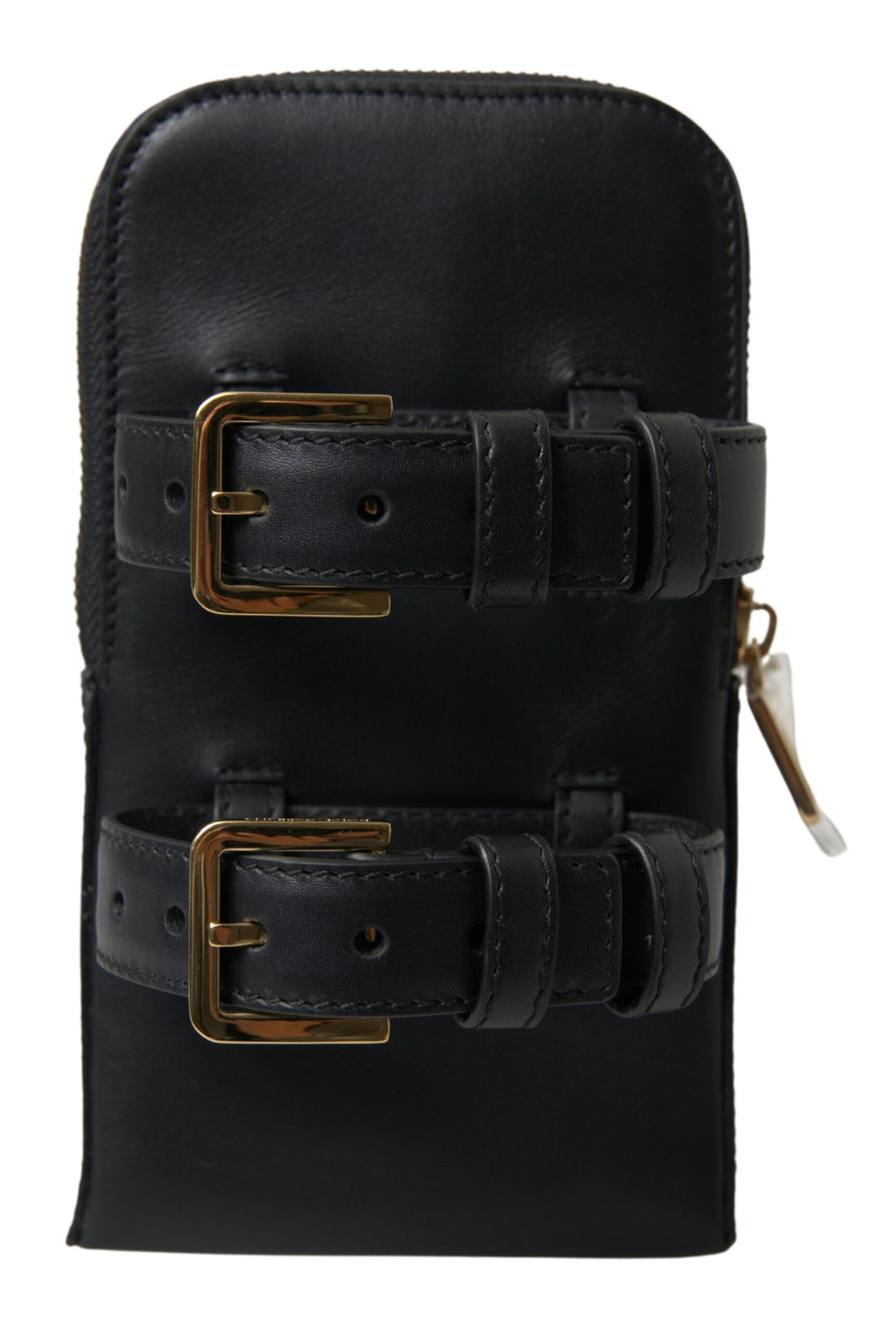 Dolce &amp;amp; Gabbana svart läderväska för män med dubbelt bälte och armband