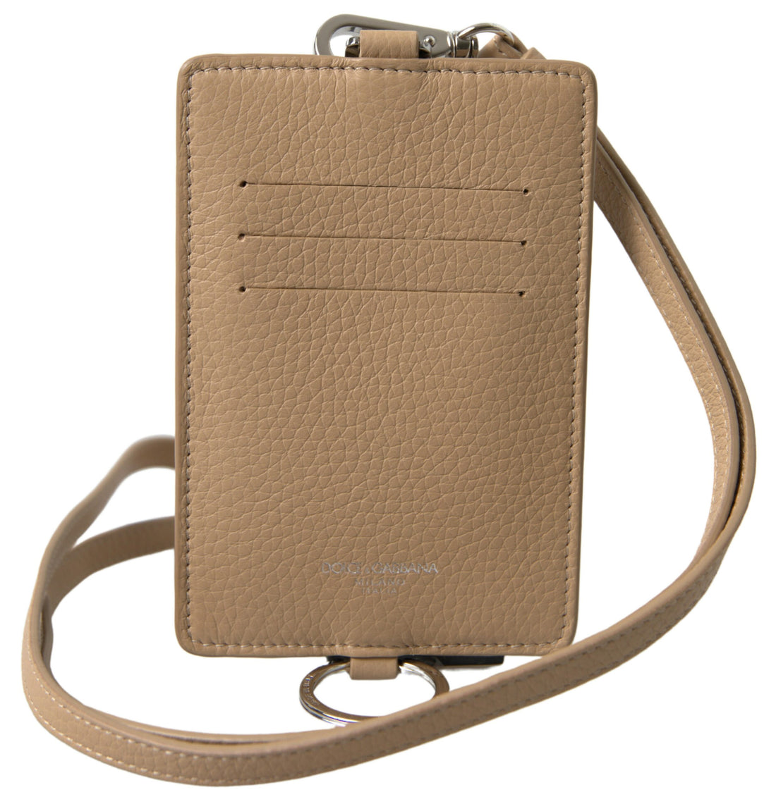 Dolce &amp;amp; Gabbana Beige Läderkorthållare Med Logotyp Herrplånbok