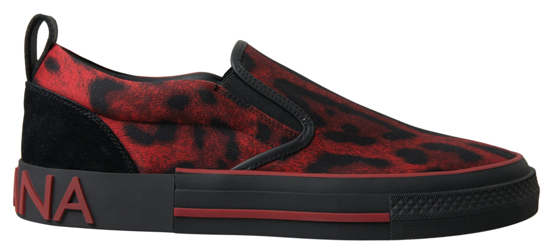Dolce &amp;amp; Gabbana Röda Svarta Leopard Loafers Sneakers Skor