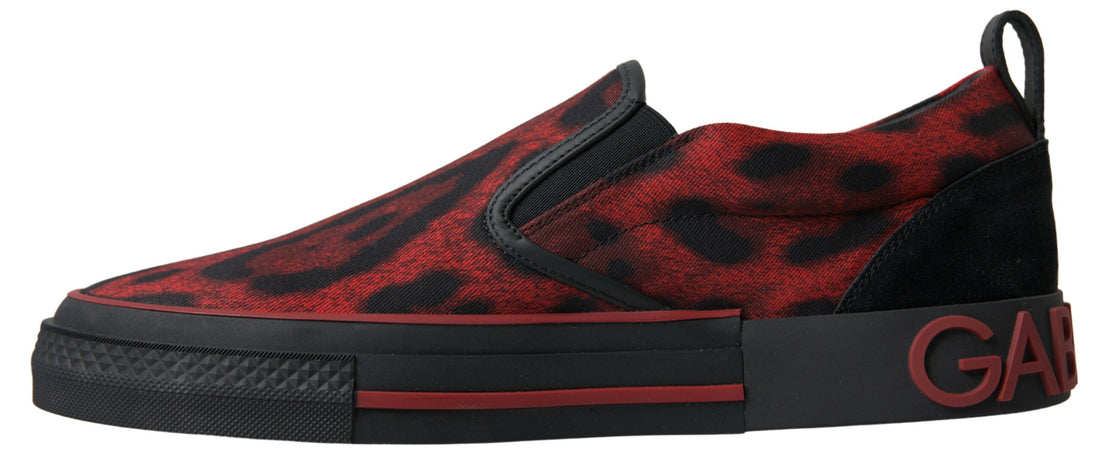 Dolce &amp;amp; Gabbana Röda Svarta Leopard Loafers Sneakers Skor