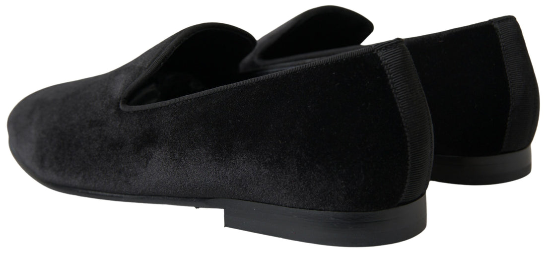 Dolce &amp;amp; Gabbana svarta sammetsloafers formella skor