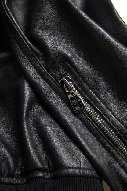 Dolce &amp;amp; Gabbana Svart Läder Bomberjacka Herr