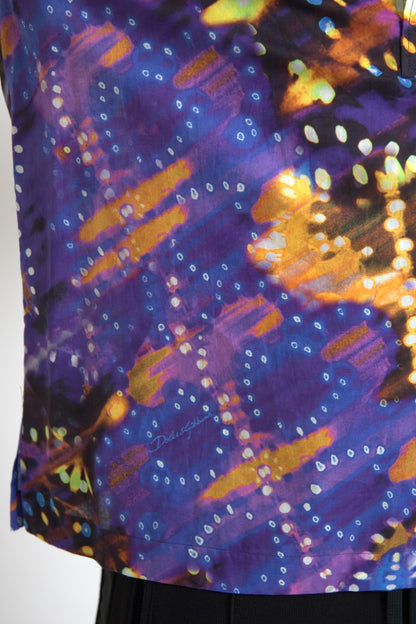 Dolce &amp;amp; Gabbana Luminaire Print Cotton Polotopp Herrskjorta