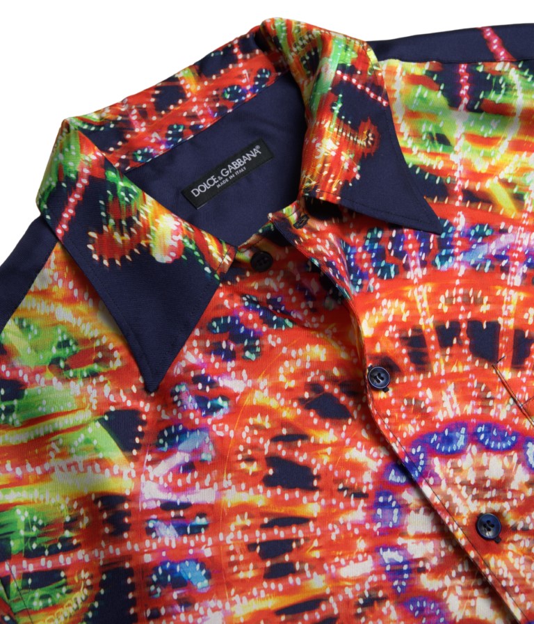 Dolce &amp;amp; Gabbana multicolor armaturtryck herrskjorta siden