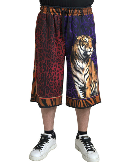 Dolce &amp;amp; Gabbana Flerfärgade Tigermönstrade Bermudashorts för Herr