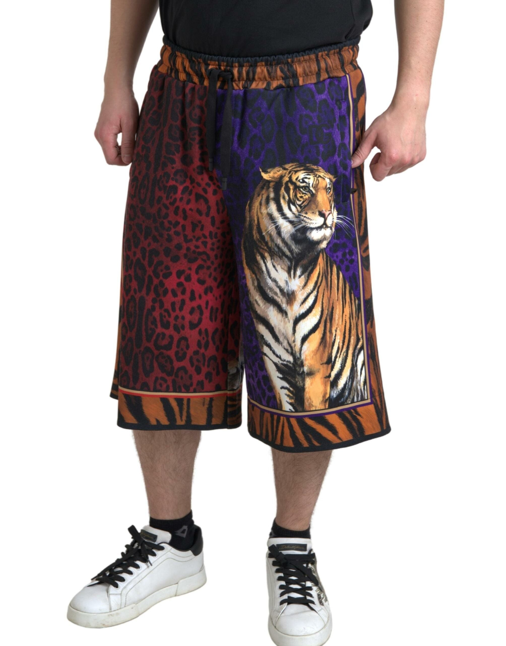 Dolce &amp;amp; Gabbana Flerfärgade Tigermönstrade Bermudashorts för Herr