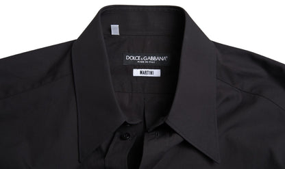 Dolce &amp;amp; Gabbana Svart bomullsskjorta för män, långärmad MARTINI