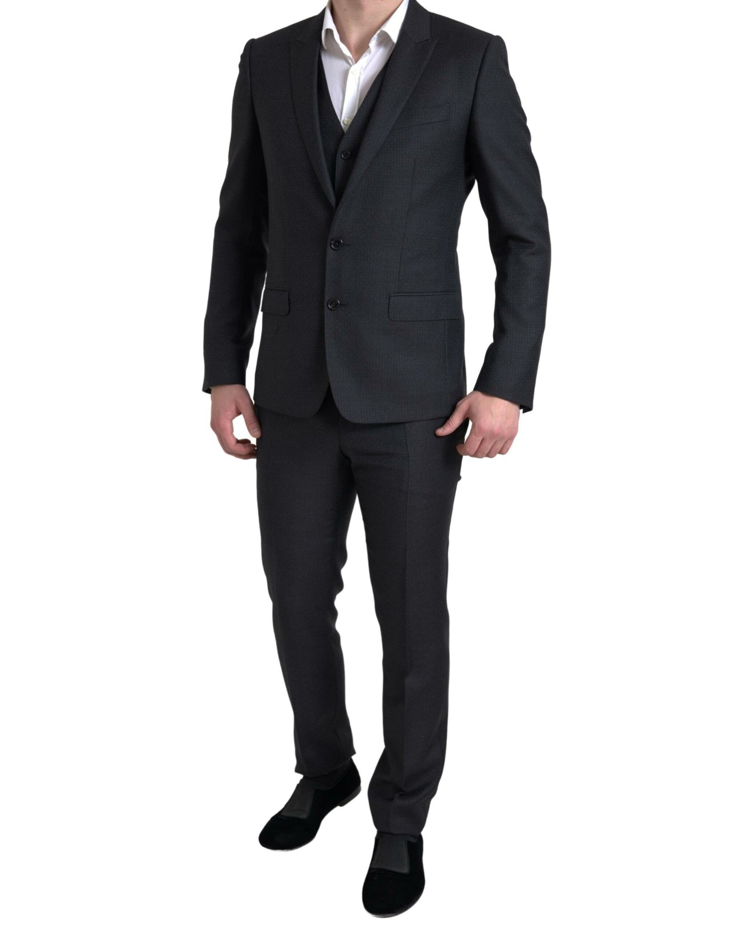 Dolce &amp;amp; Gabbana Svart 3-delad enkelknäppt MARTINI-kostym