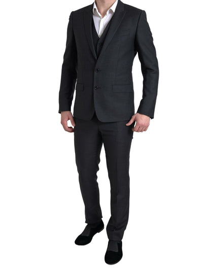 Dolce &amp;amp; Gabbana Svart 3-delad enkelknäppt MARTINI-kostym