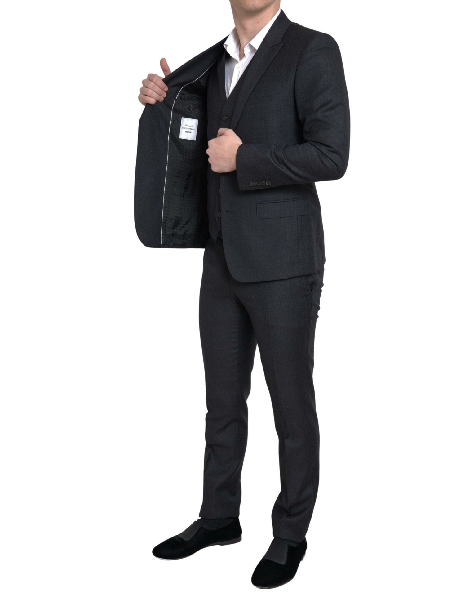 Dolce &amp;amp; Gabbana Svart 3-delad enkelknäppt MARTINI-kostym