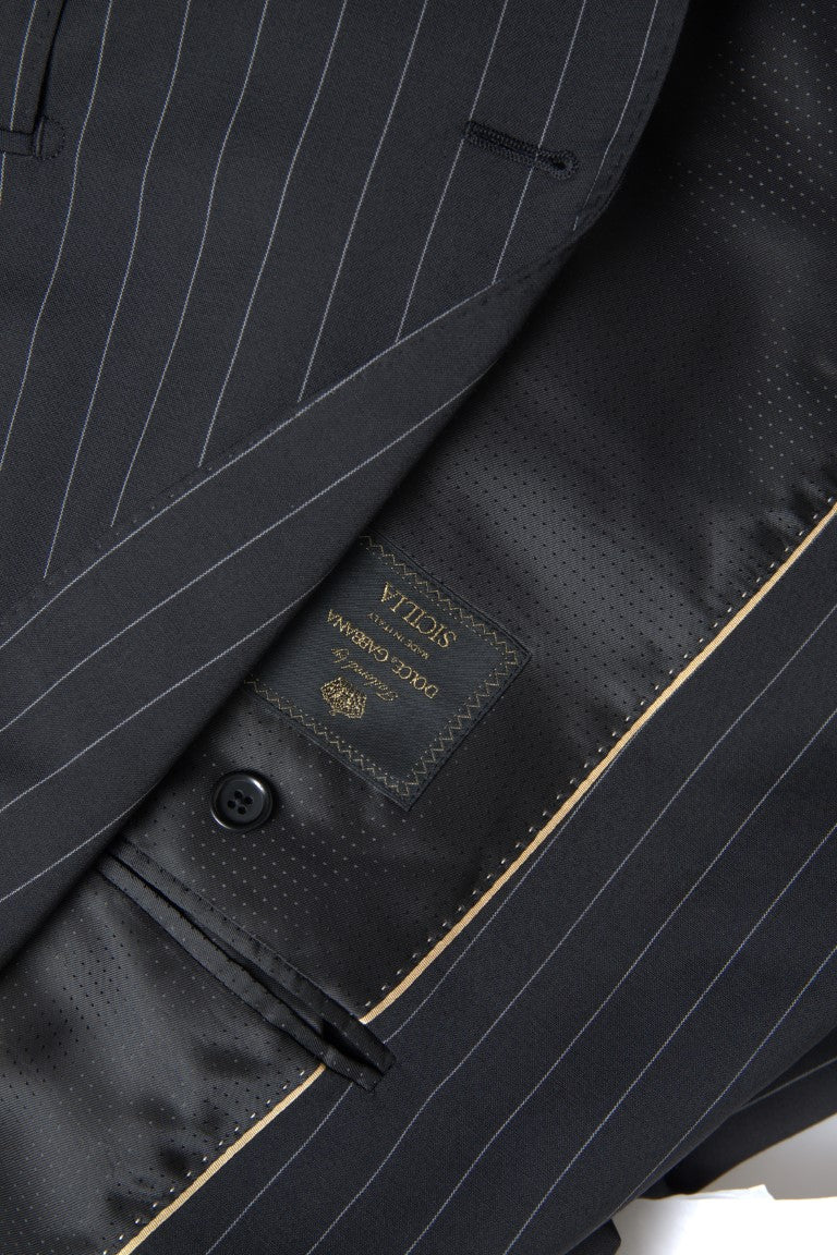 Dolce &amp;amp; Gabbana Svartrandig Enkelknäppt SICILIA Kavaj