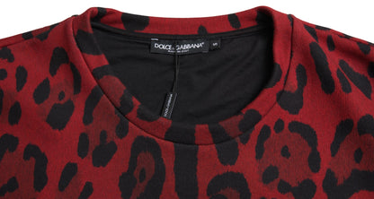 Dolce &amp;amp; Gabbana Röd Leopardfärgad Bomull Ärmlös Linne T-shirt