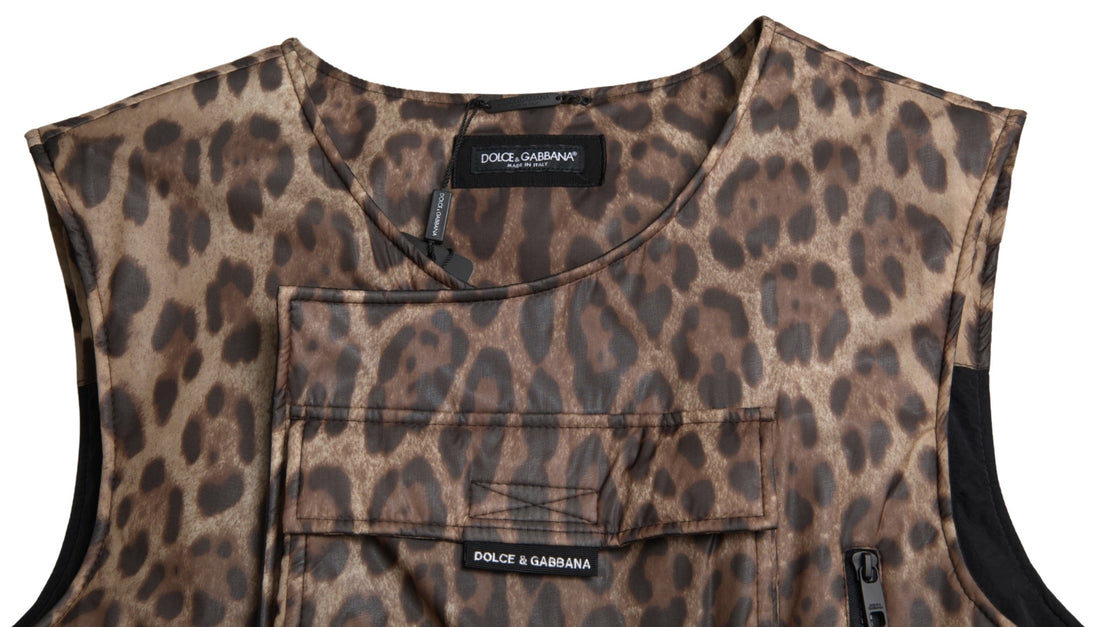 Dolce &amp;amp; Gabbana Brun Leopard Siden Ärmlös Sportkläder