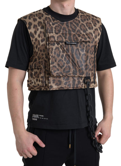 Dolce &amp;amp; Gabbana Brun Leopard Siden Ärmlös Sportkläder
