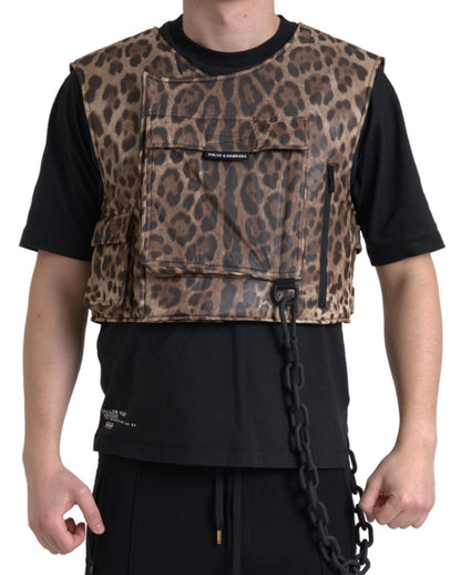 Dolce &amp;amp; Gabbana Brun Leopard Siden Ärmlös Sportkläder