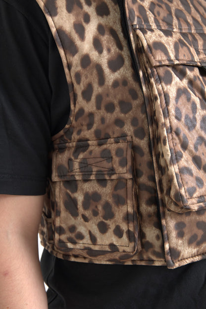 Dolce &amp;amp; Gabbana Brun Leopard Siden Ärmlös Sportkläder