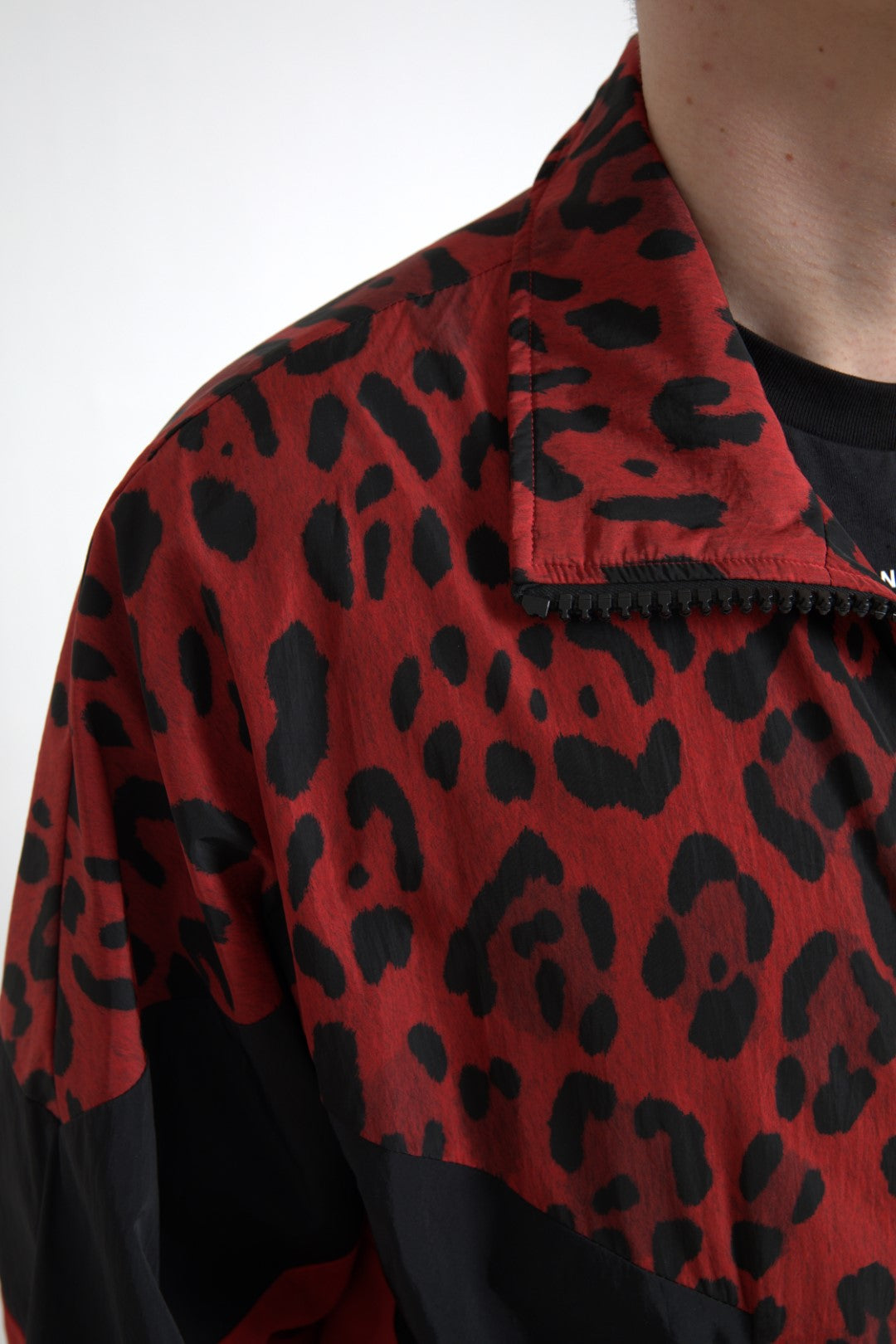Dolce &amp;amp; Gabbana Röd Leopard Nylon Hel Dragkedja