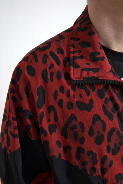Dolce &amp;amp; Gabbana Röd Leopard Nylon Hel Dragkedja