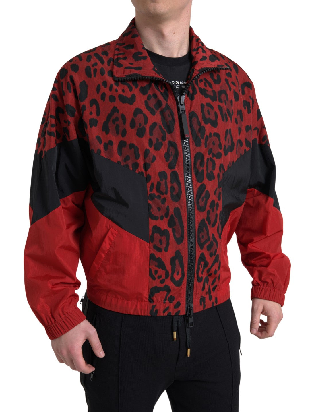 Dolce &amp;amp; Gabbana Röd Leopard Nylon Hel Dragkedja