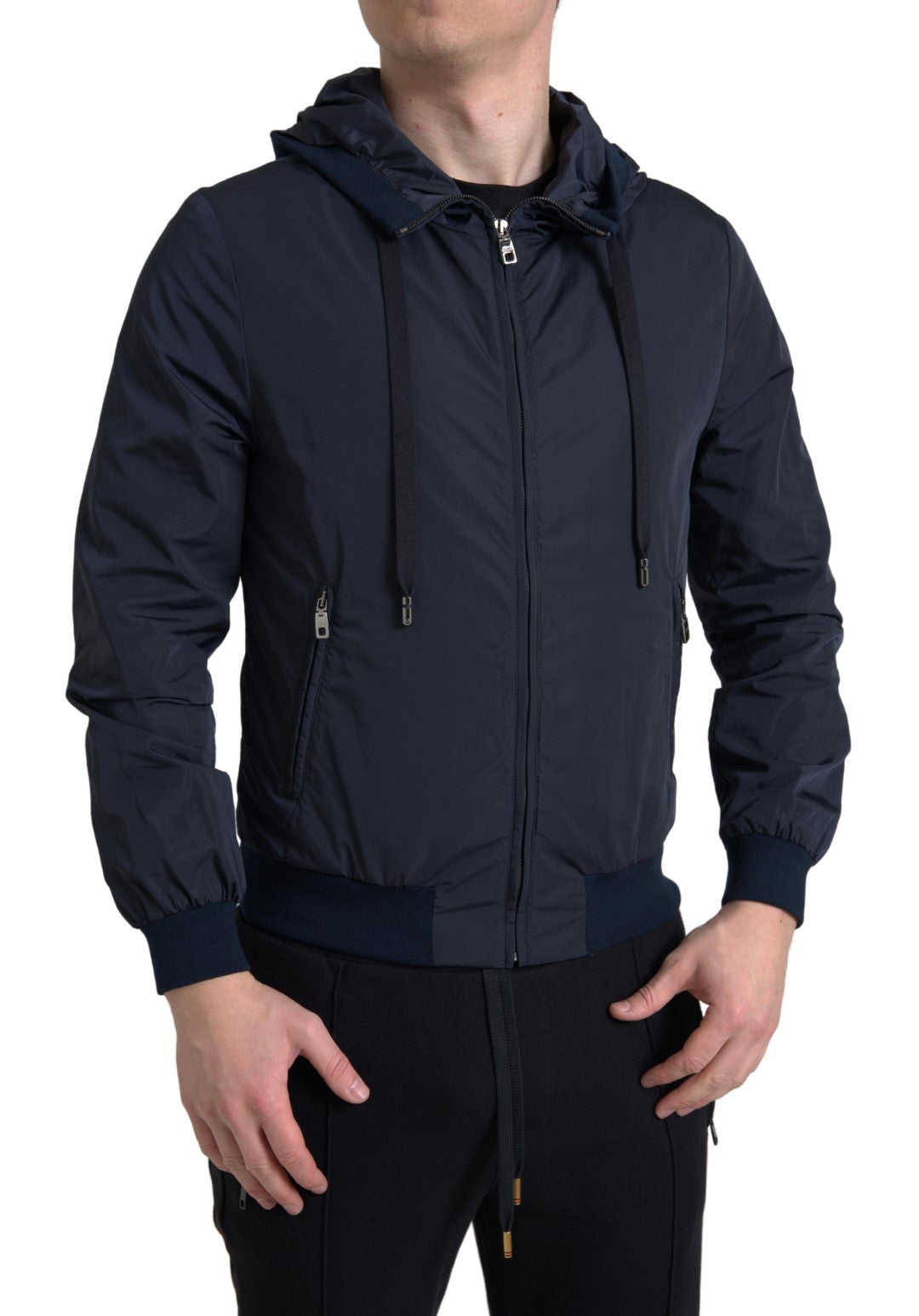 Dolce &amp;amp; Gabbana Blå Hoodie Logo Polyester Hel Dragkedja