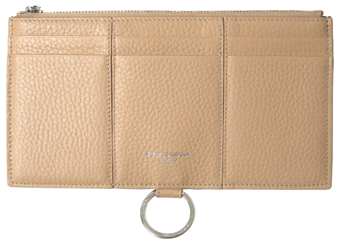 Dolce &amp;amp; Gabbana Beige Läder Axelremsplånbok med Korthållare