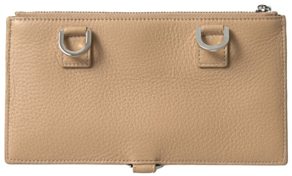Dolce &amp;amp; Gabbana Beige Läder Axelremsplånbok med Korthållare