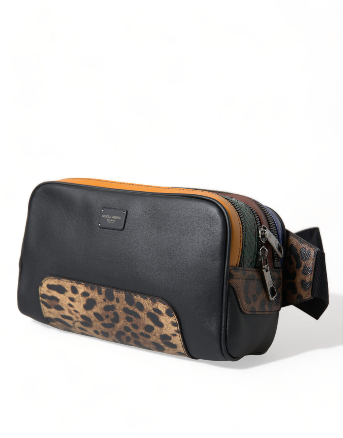 Dolce &amp;amp; Gabbana Svart Exotisk Läder Midjeväska med Logotypbälte
