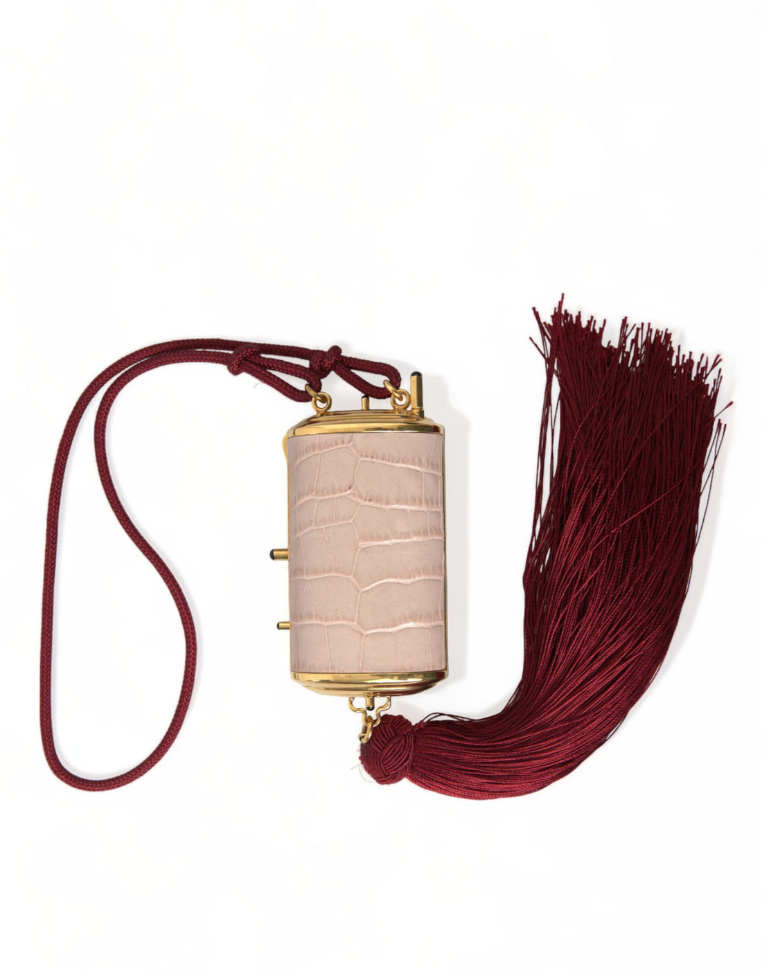 Dolce &amp;amp; Gabbana Rosa Exotisk Läder Mini Spegel Tassel Sminkväska