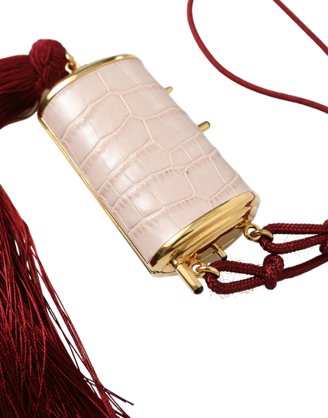 Dolce &amp;amp; Gabbana Rosa Exotisk Läder Mini Spegel Tassel Sminkväska