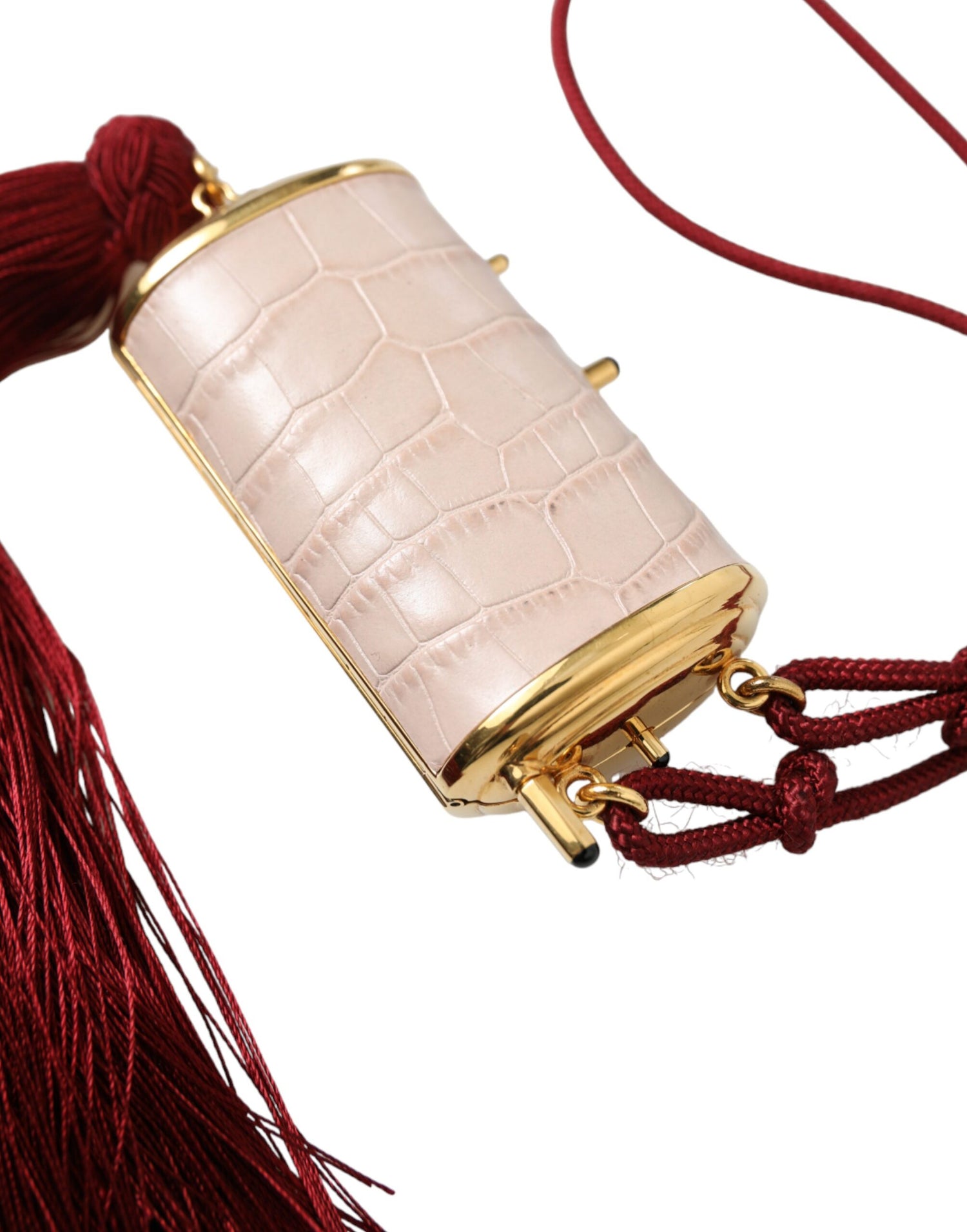 Dolce &amp;amp; Gabbana Rosa Exotisk Läder Mini Spegel Tassel Sminkväska