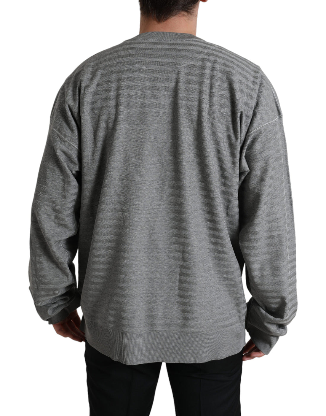 Dolce &amp;amp; Gabbana Grå Rundringad Pullover Sidentröja