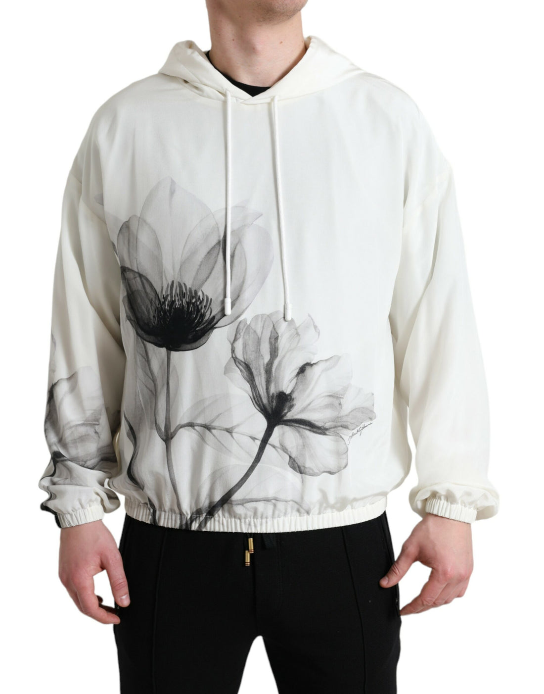 Dolce &amp;amp; Gabbana Vit Blommigt Mönstrad Tröja Med Huva