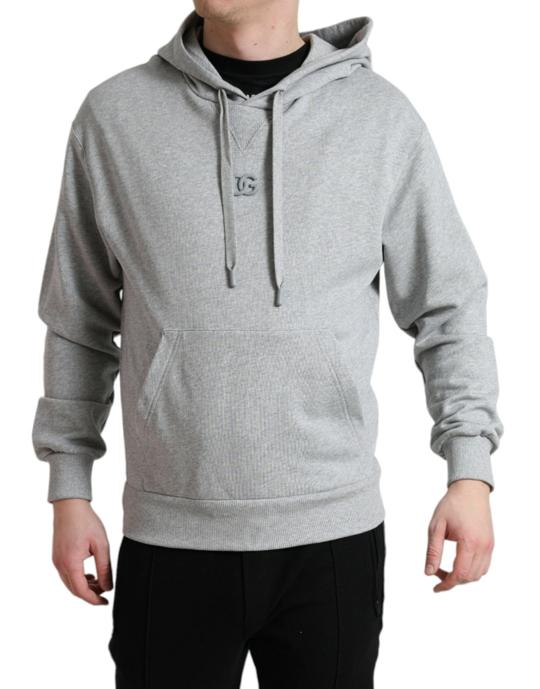 Dolce &amp;amp; Gabbana Grå Bomullslogotyp Hoodie Tröja