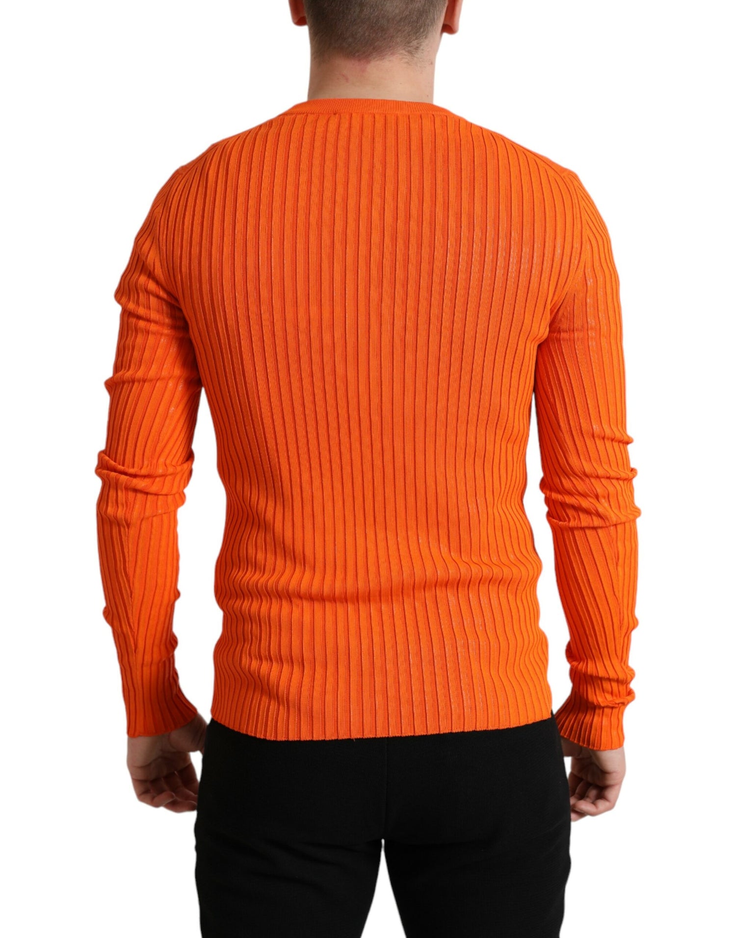 Dolce &amp;amp; Gabbana Orange Stickad Rund Hals Herrtröja