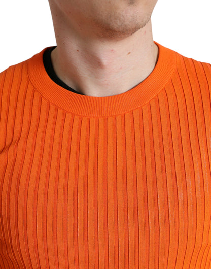 Dolce &amp;amp; Gabbana Orange Stickad Rund Hals Herrtröja