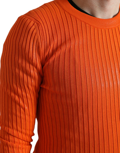 Dolce &amp;amp; Gabbana Orange Stickad Rund Hals Herrtröja