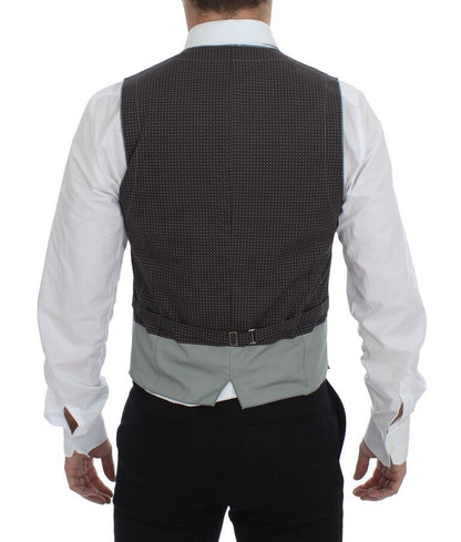 Dolce &amp;amp; Gabbana Grå Polka Dot Klänning Väst Gilet Weste